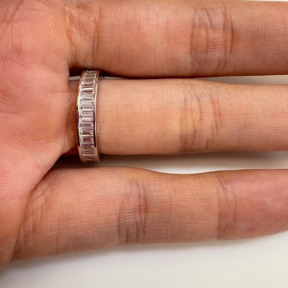 VTG Solid Sterling Silver 925 Cubic Zirconia Channel Set Band Ring Size 6.75 - Picture 7 of 10